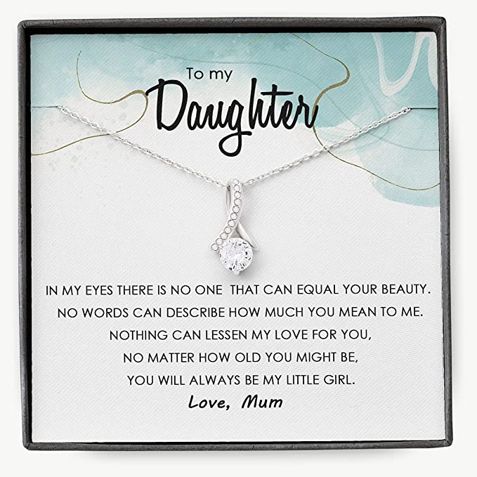 Gift for Daughter, Necklace Gift Message from Mum to Daughter jewellery  Birthday Gift for Girls Mother gift to Daughters Personalised Love Necklace  for Her, Silver : Amazon.co.uk: Fashion